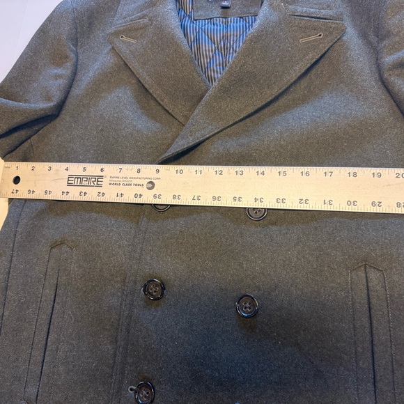 Vintage Banana Republic Men's Olive Double Breasted Pea Coat - Picture 2 of 10